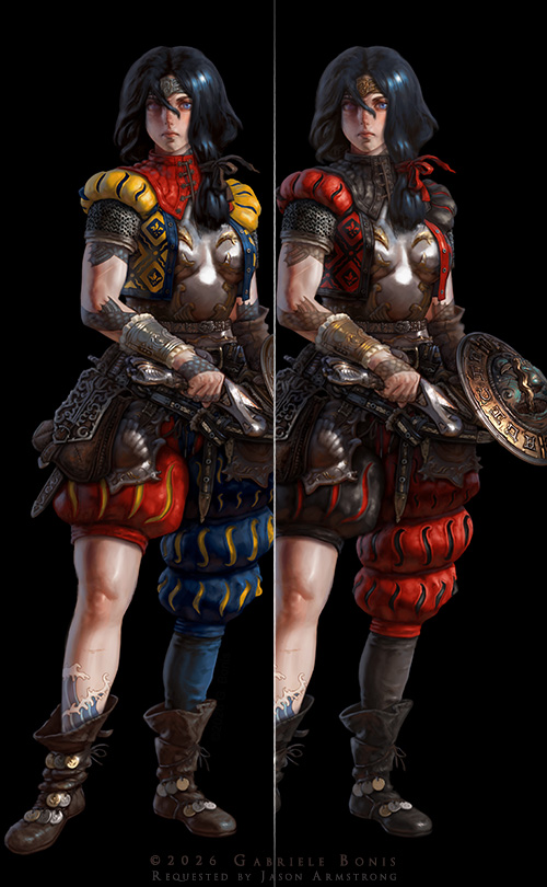 Younger Alicia, comparison (2026) Character design. Client: Jason Armstrong.