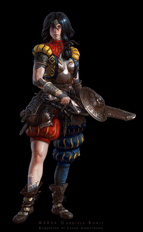 Younger Alicia, v. 2 (commission) (2026) Character design. Commission for Jason Armstrong.